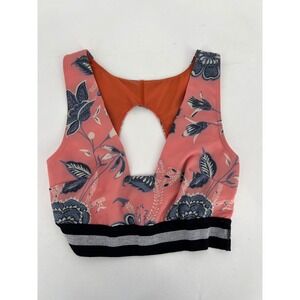 FP Movement Floral Print Sports Bra Open Back Activewear Top Coral Size XS